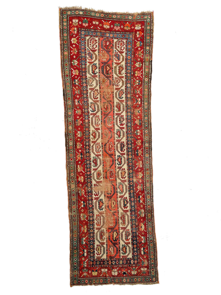 STUNNING Antique Runner | Ancient, Artistic, and Timeless Caucasian Runner | 3.9 x 10.9