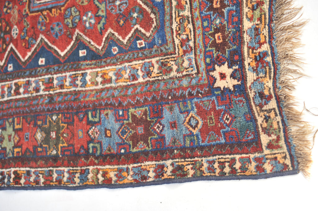 Ancient Antique Rug | Infinitely Soulful Village Rug with Rare Blues & Greens  | 6.9 x 10