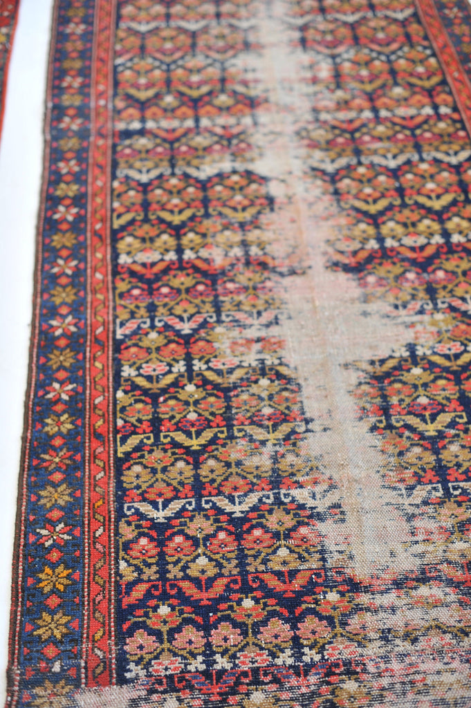 Lovely Antique Runner | All-Over Botanical Lattice Garden Design | 3.4 x 10.10