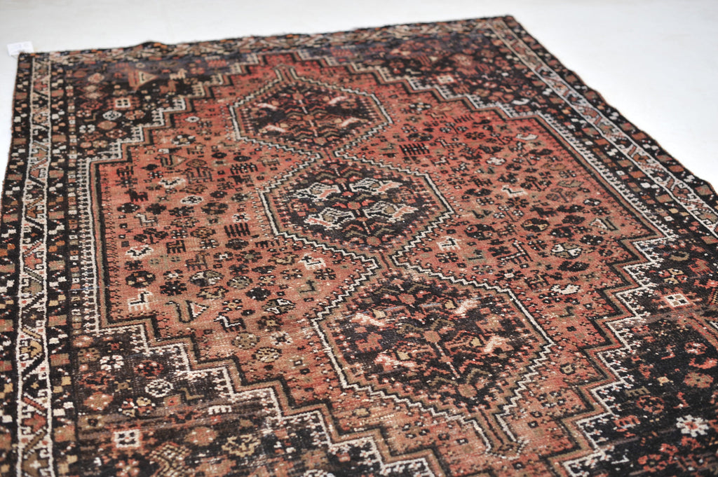 RESERVED FOR PHOTOSHOOT*** Gorgeous Vintage Rug | Watermelon Pink and Blush with Charcoal Vintage Rug | 6.4 x 9.3