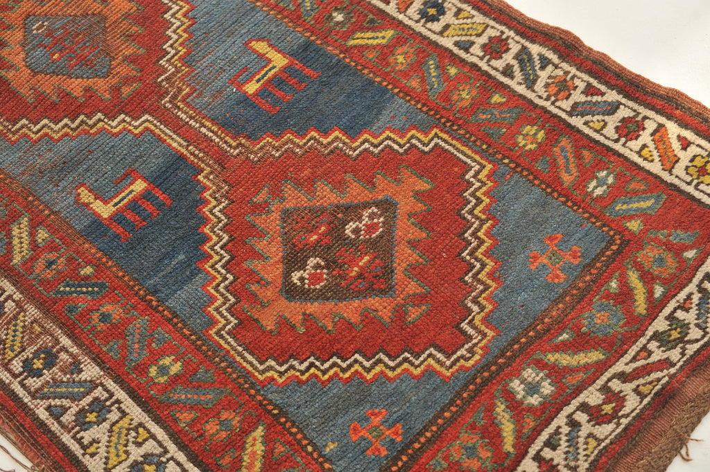 SOULFUL Nomadic Antique Runner | Gorgeous Blue, Terracotta, Red, and Camel Antique Runner | 3.2 x 8.9