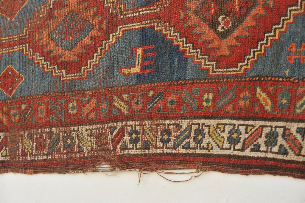 SOULFUL Nomadic Antique Runner | Gorgeous Blue, Terracotta, Red, and Camel Antique Runner | 3.2 x 8.9