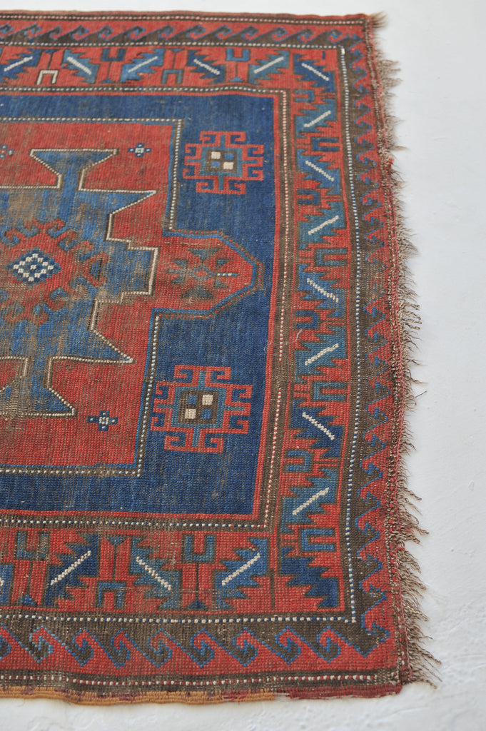 Old World Antique Kazak Rug | Sensational Antique Caucasian Geometric Tribal Rug | 4.4 x 6.9