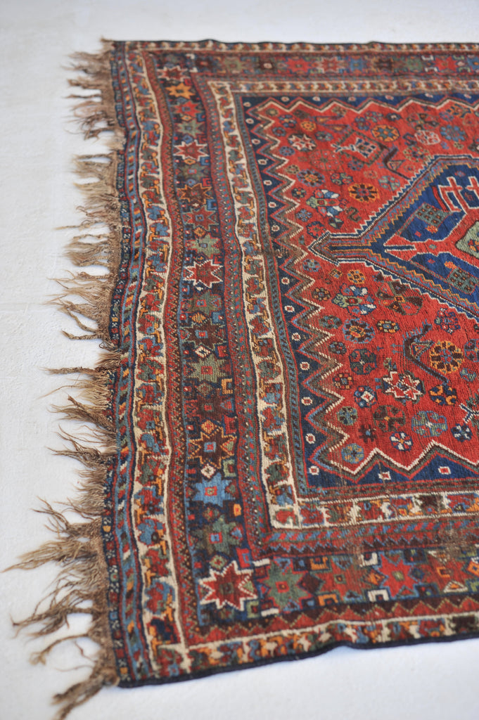 Ancient Antique Rug | Infinitely Soulful Village Rug with Rare Blues & Greens  | 6.9 x 10