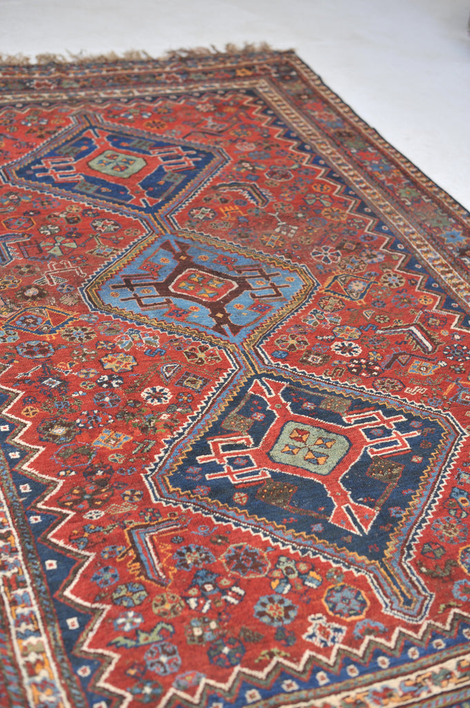 Ancient Antique Rug | Infinitely Soulful Village Rug with Rare Blues & Greens  | 6.9 x 10