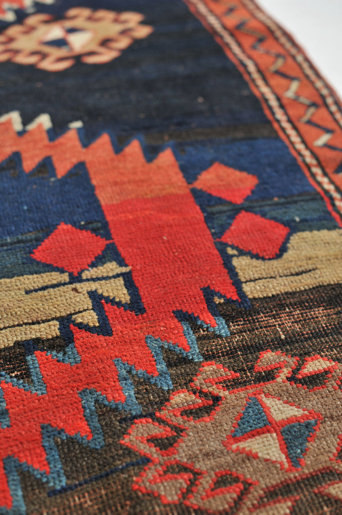 POWERFUL Antique Run | Geometric Moody and Rich Antique Karabagh from the Caucasus Mountains | 4.1 x 8.3