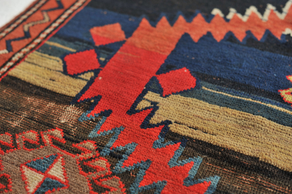 POWERFUL Antique Run | Geometric Moody and Rich Antique Karabagh from the Caucasus Mountains | 4.1 x 8.3