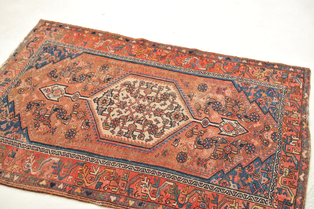 SOLD | LOVELY Antique Rug | Colorful Clay, Copper, & Terracotta Tribal Antique Rug | 3.6 x 4.8