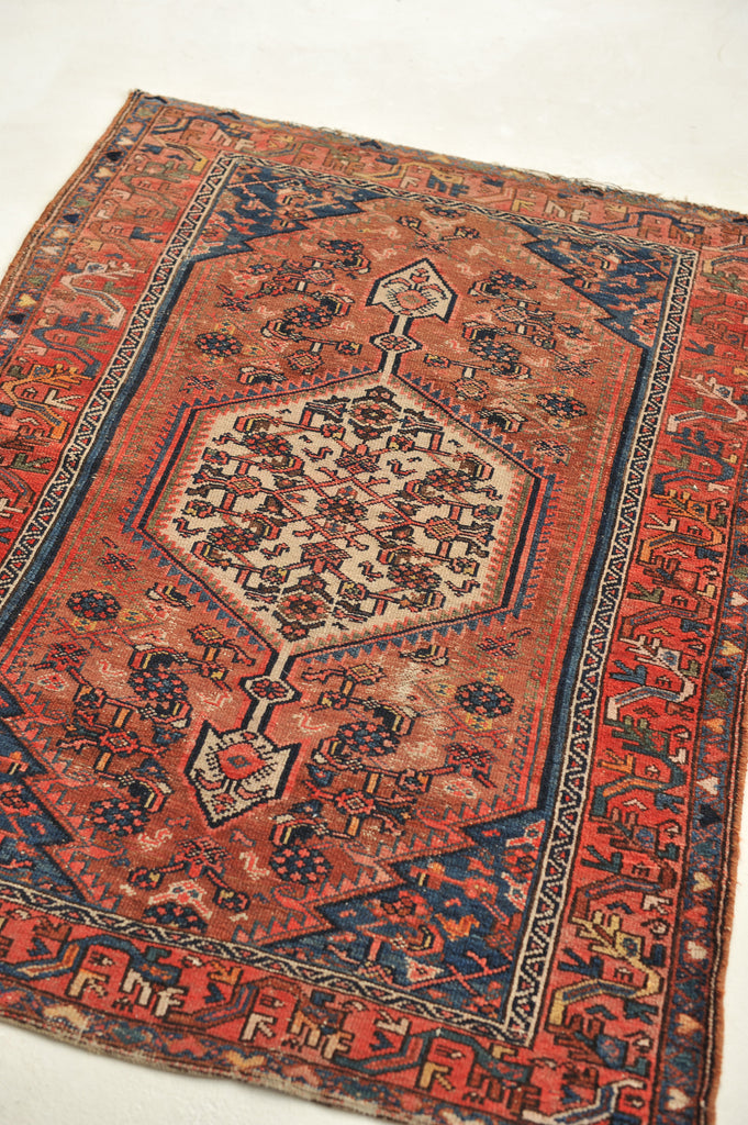 SOLD | LOVELY Antique Rug | Colorful Clay, Copper, & Terracotta Tribal Antique Rug | 3.6 x 4.8