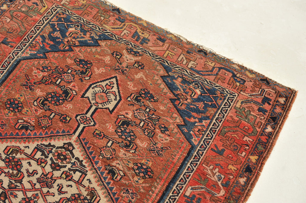 SOLD | LOVELY Antique Rug | Colorful Clay, Copper, & Terracotta Tribal Antique Rug | 3.6 x 4.8