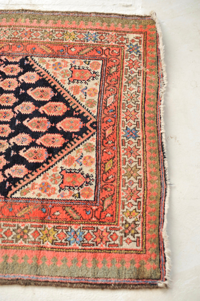 JAW-DROPPING Antique Runner Persian Malayer | Earthy Olive, Crocodile, Pear, & Moss GREEN, Charcoal, Tangerine | 3.7 x 14.9