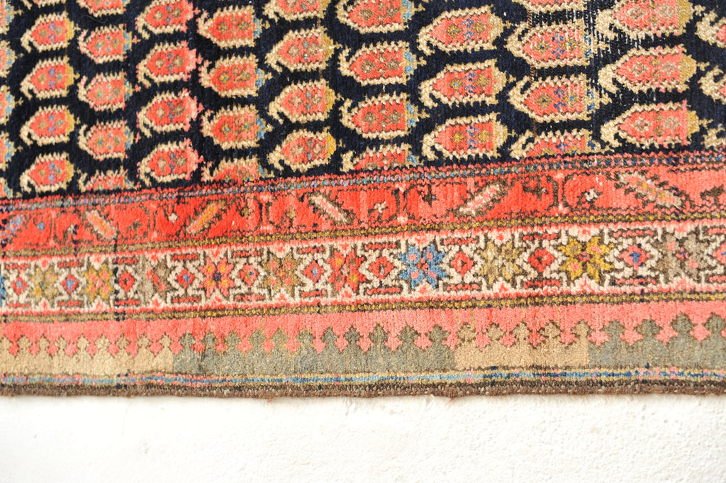 JAW-DROPPING Antique Runner Persian Malayer | Earthy Olive, Crocodile, Pear, & Moss GREEN, Charcoal, Tangerine | 3.7 x 14.9