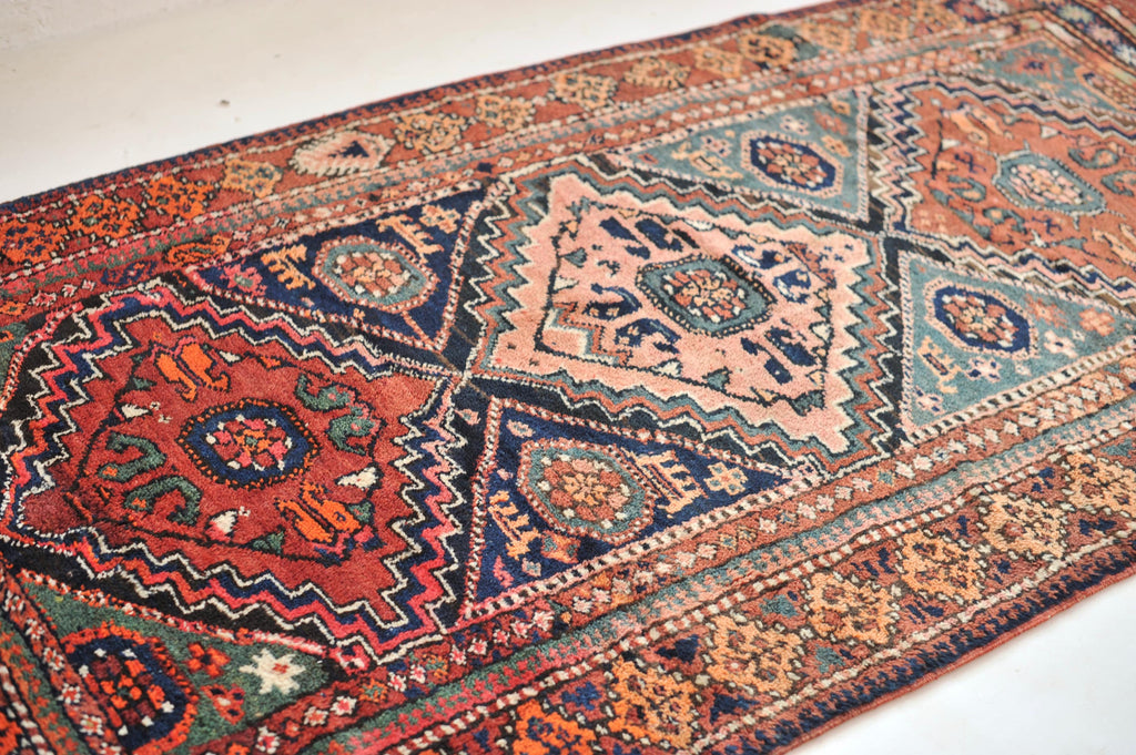 SOLD | STUNNING Vintage Rug | COLOR MASTERCLASS - Sea-foam, Teal, Charcoal, Rust, Copper, Pink, Spring Green, Tangerine! | 4.3 x 8.9