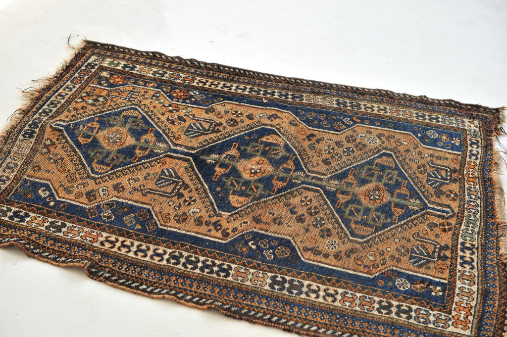 RESERVED FOR BROOKE*** IMMORTAL PEACOCK Motifs in this Vintage Rug | Village BEAUTY with Terracotta & Navy Vintage Rug  | 4.1 x 5.4