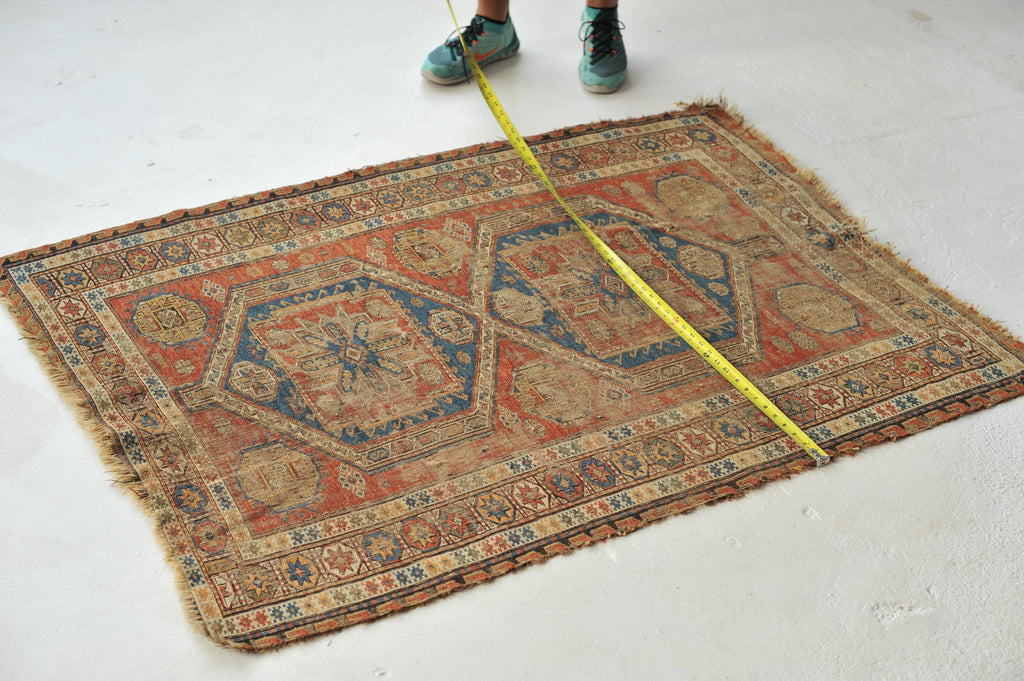 ANCIENT Antique Sumac | Worn, Distressed, and Character-Rich Antique Rug | 3.7 x 5