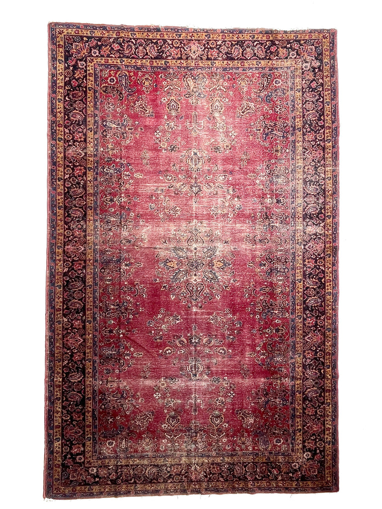 MASSIVE PALACE SIZE Antique Rug | Turkish Sivas with Classical Design in Blush Pink and Navy with Camel Palatial Rug | 9.2 x 14.9