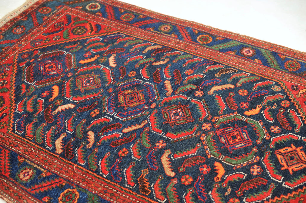 COLORFUL Charming Antique Rug | Schools of Fish Swimming Throughout this Antique Rug | 4.6 x 6.8