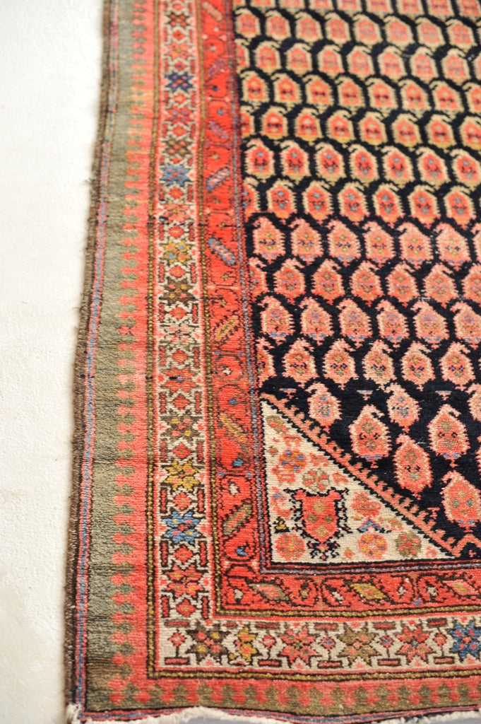 JAW-DROPPING Antique Runner Persian Malayer | Earthy Olive, Crocodile, Pear, & Moss GREEN, Charcoal, Tangerine | 3.7 x 14.9