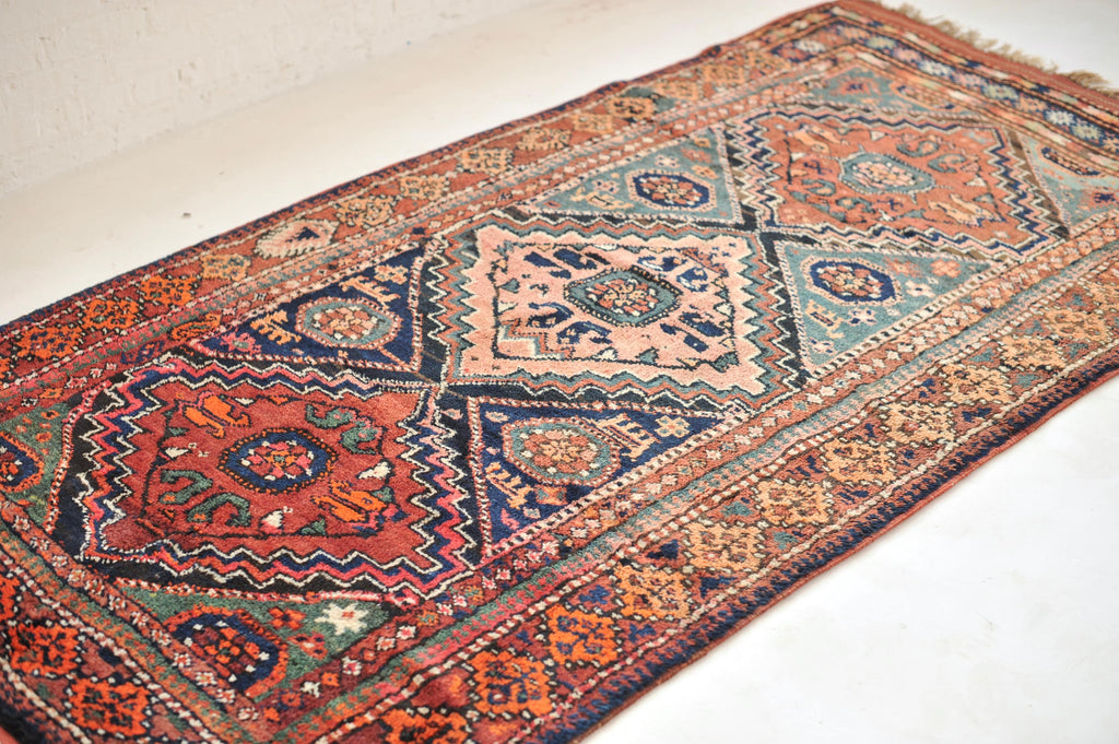 SOLD | STUNNING Vintage Rug | COLOR MASTERCLASS - Sea-foam, Teal, Charcoal, Rust, Copper, Pink, Spring Green, Tangerine! | 4.3 x 8.9