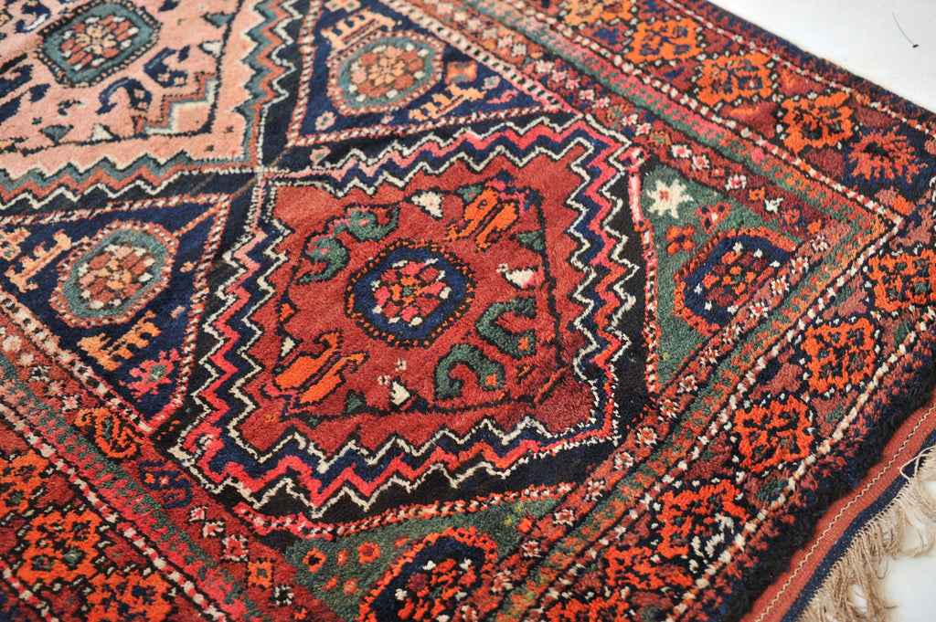 SOLD | STUNNING Vintage Rug | COLOR MASTERCLASS - Sea-foam, Teal, Charcoal, Rust, Copper, Pink, Spring Green, Tangerine! | 4.3 x 8.9