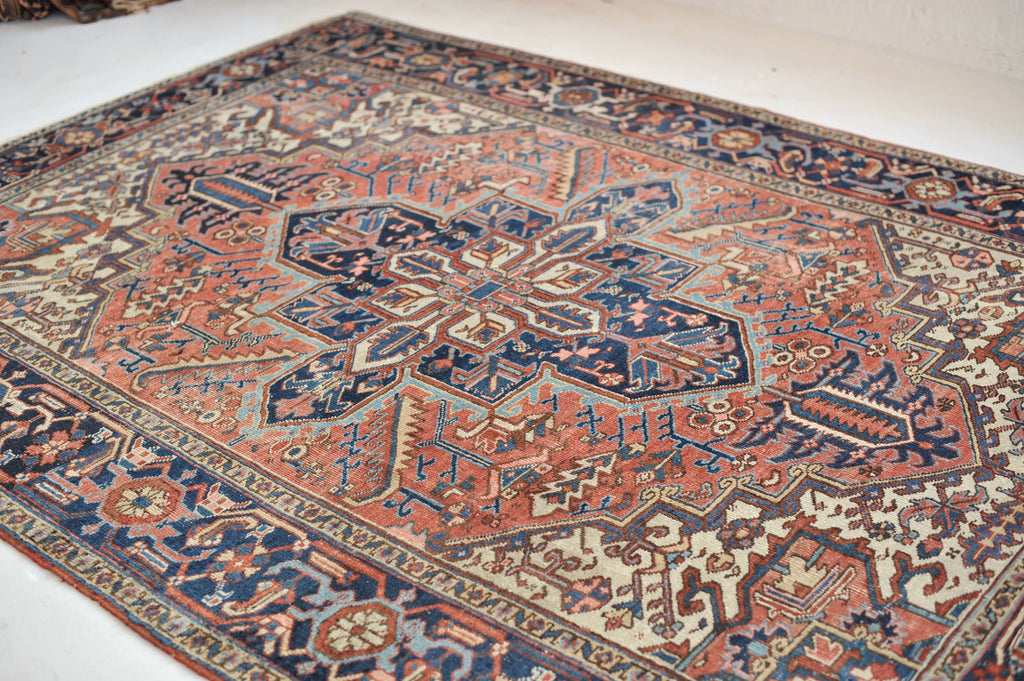 SOLD | UNUSUAL SIZED Vintage Rug | Geometric & Bold Terracotta Tribal Vintage Rug | 6.9 x 9.1