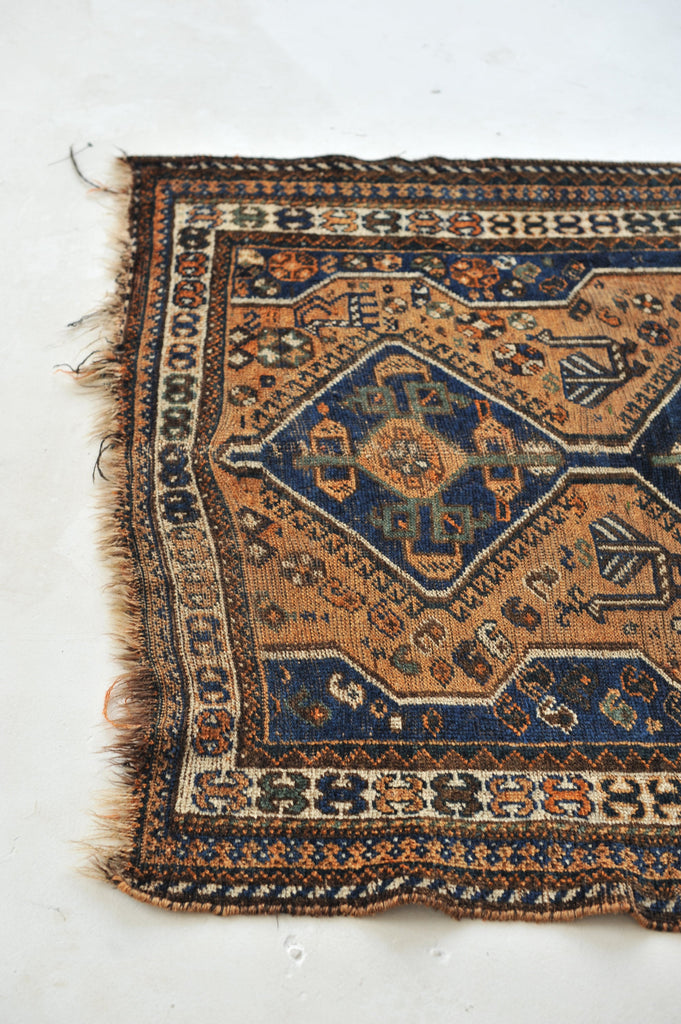 RESERVED FOR BROOKE*** IMMORTAL PEACOCK Motifs in this Vintage Rug | Village BEAUTY with Terracotta & Navy Vintage Rug  | 4.1 x 5.4