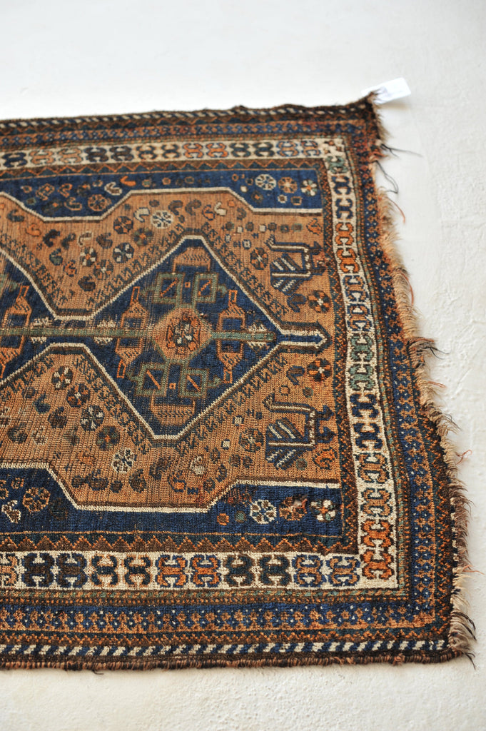 RESERVED FOR BROOKE*** IMMORTAL PEACOCK Motifs in this Vintage Rug | Village BEAUTY with Terracotta & Navy Vintage Rug  | 4.1 x 5.4