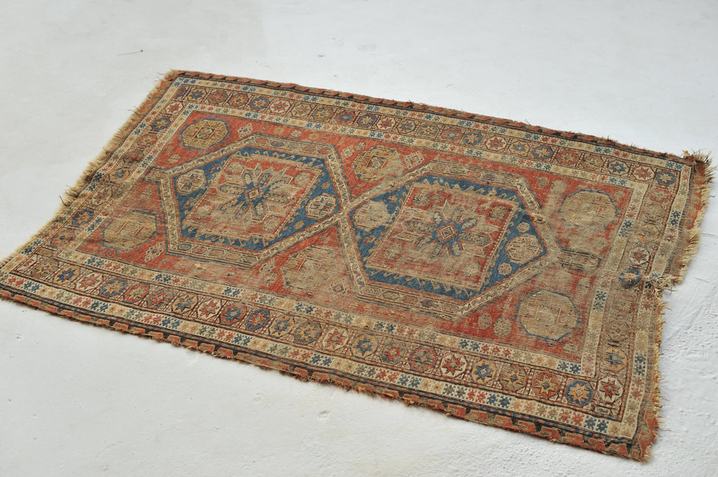 ANCIENT Antique Sumac | Worn, Distressed, and Character-Rich Antique Rug | 3.7 x 5