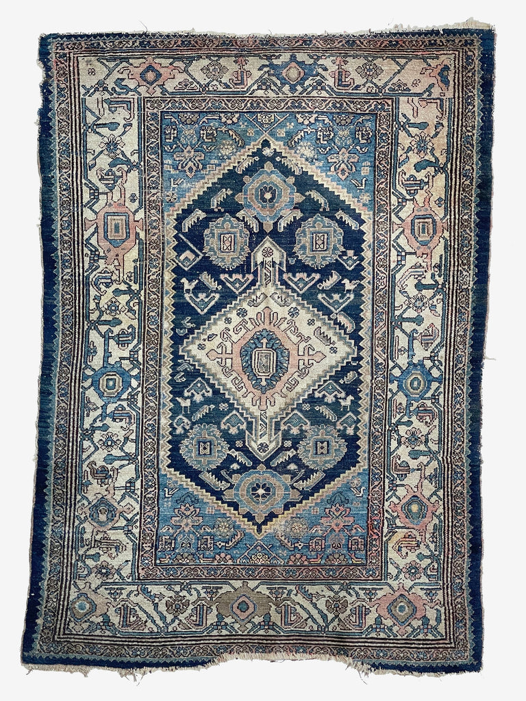 INSANELY Beautiful Antique Rug | COOL & EARTHY Mystical Village Tribal Rug Incredible Charming Village Rug | 4.4 x 6.3