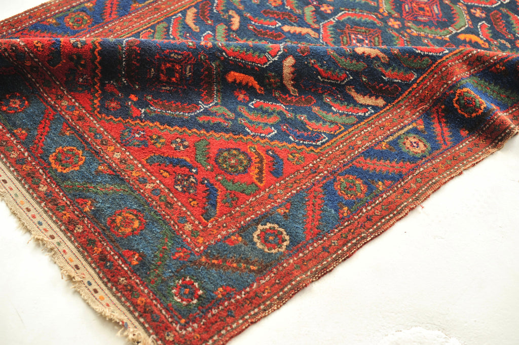 COLORFUL Charming Antique Rug | Schools of Fish Swimming Throughout this Antique Rug | 4.6 x 6.8