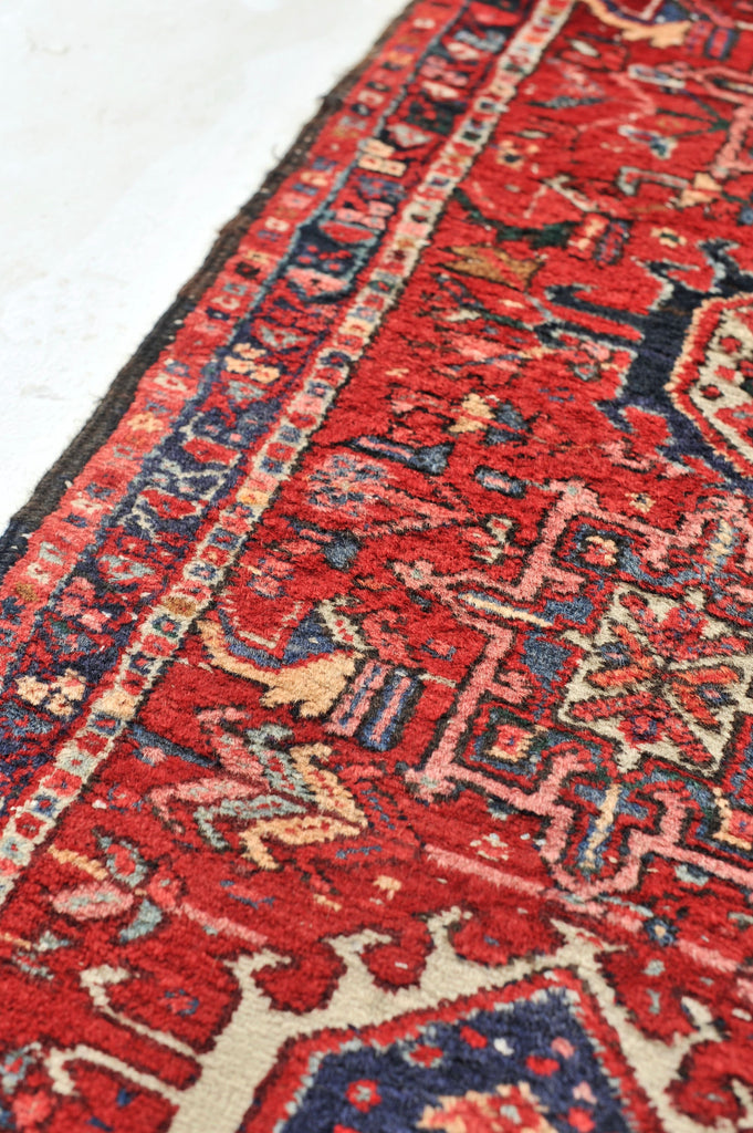 Wonderful Narrow Vintage Karaja Runner | Red, Greens, Slate & Denim Blue Vintage Tribal Rug | 2.2 x 5.11