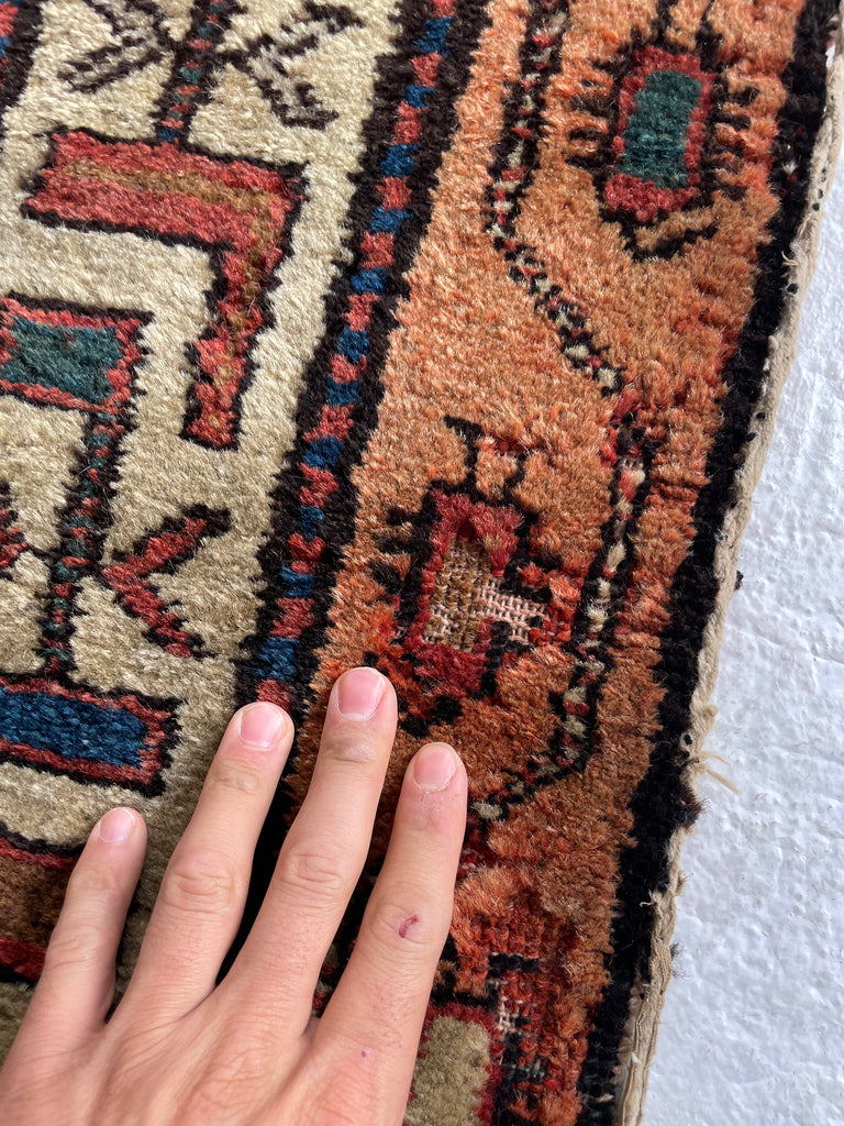 UNIMAGINABLY BEAUTIFUL Antique Kurdish-Kazak Geometric Motifs | Rust, Emerald, Charcoal, Peacock Blue etc | 3.6 x 13