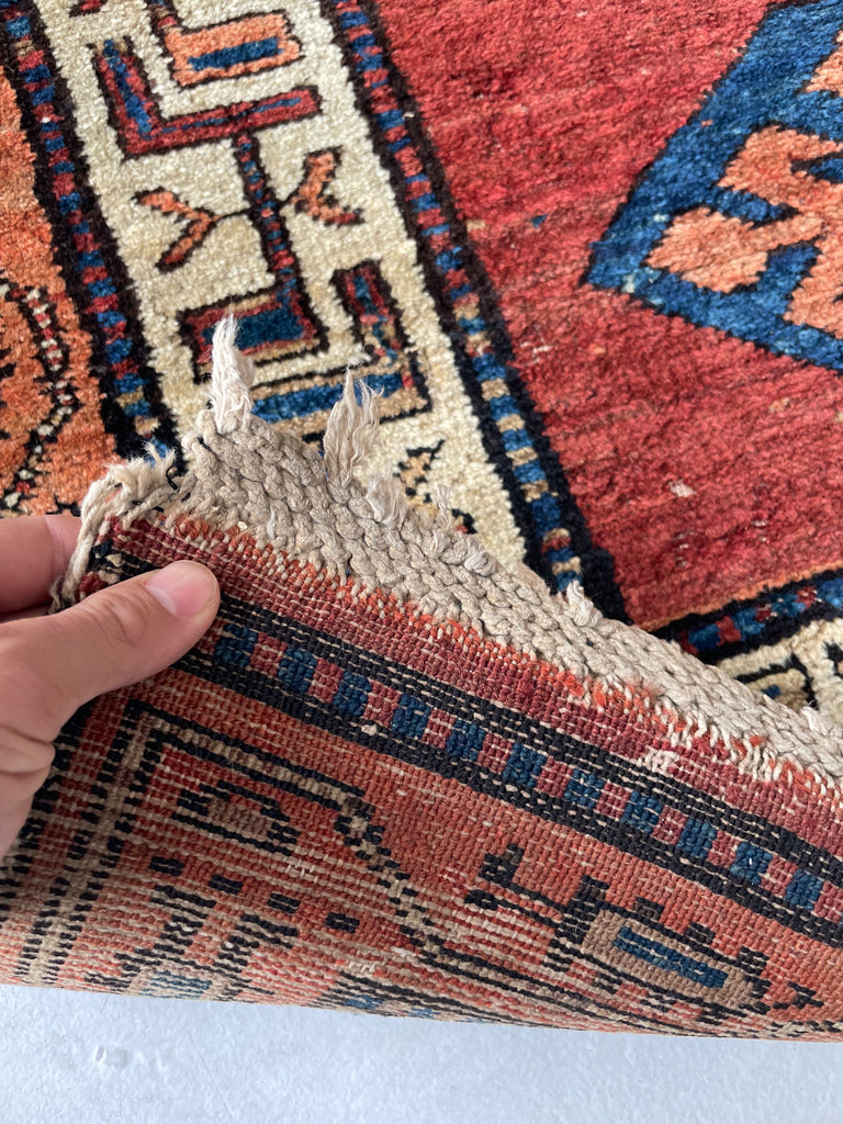 UNIMAGINABLY BEAUTIFUL Antique Kurdish-Kazak Geometric Motifs | Rust, Emerald, Charcoal, Peacock Blue etc | 3.6 x 13