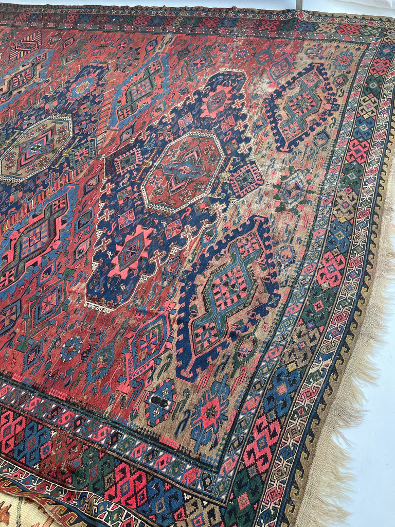 RESERVED FOR ALYSSA*** MAGNIFICENT Antique Sumac | Drop-Dead Gorgeous Textile with Patina & Character | 9 x 10.8