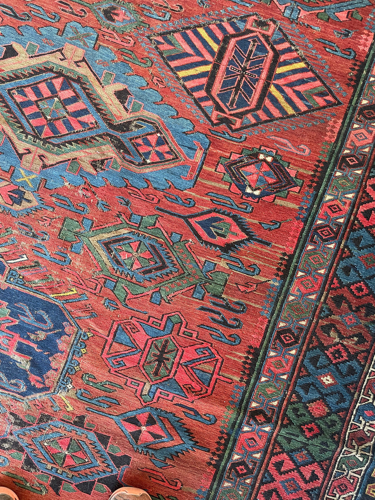RESERVED FOR ALYSSA*** MAGNIFICENT Antique Sumac | Drop-Dead Gorgeous Textile with Patina & Character | 9 x 10.8