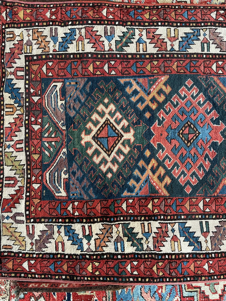UNBELIEVABLE Antique Kazak Runner with “Stutter Design” & Incredible Colors | 3.6 x 9.8