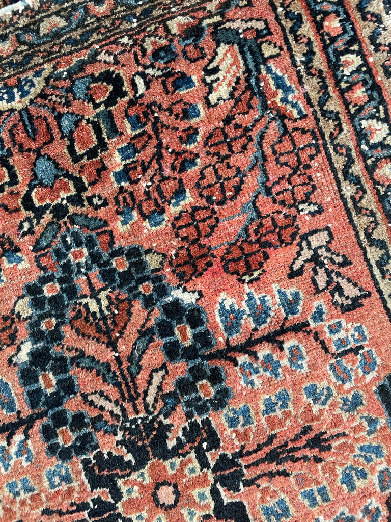 SOLD | Small Charming Mat with Soft Blush & Midnight Blue in open design