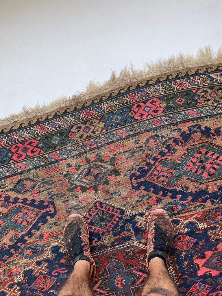 RESERVED FOR ALYSSA*** MAGNIFICENT Antique Sumac | Drop-Dead Gorgeous Textile with Patina & Character | 9 x 10.8