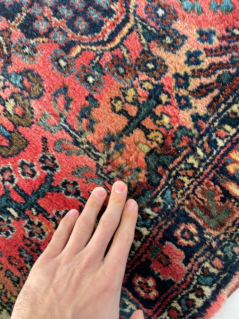 SOLD | LONG & NARROW Plush Vintage Runner | Blush, Peacock Blue, Emerald Green & more | 2.8 x 17.9!
