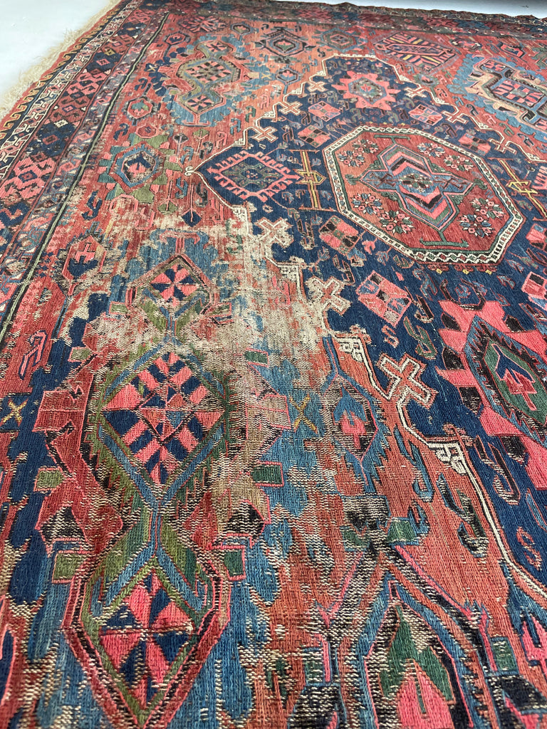SOLD | MAGNIFICENT Antique Sumac | Drop-Dead Gorgeous Textile with Patina & Character | 9 x 10.8