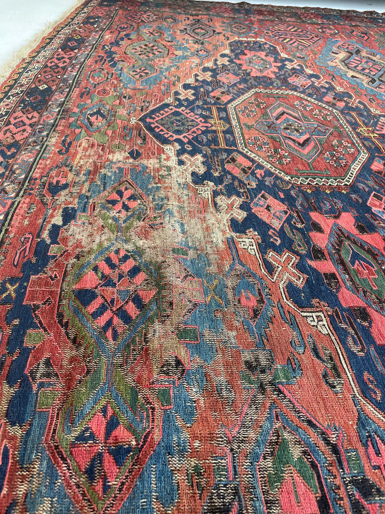 RESERVED FOR ALYSSA*** MAGNIFICENT Antique Sumac | Drop-Dead Gorgeous Textile with Patina & Character | 9 x 10.8