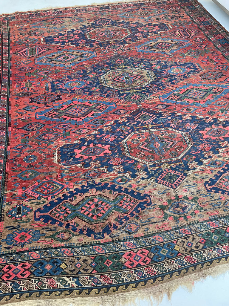 RESERVED FOR ALYSSA*** MAGNIFICENT Antique Sumac | Drop-Dead Gorgeous Textile with Patina & Character | 9 x 10.8