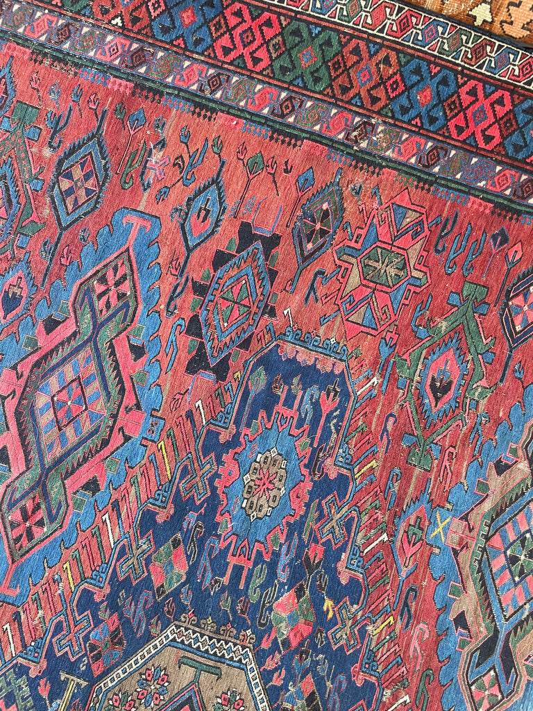 RESERVED FOR ALYSSA*** MAGNIFICENT Antique Sumac | Drop-Dead Gorgeous Textile with Patina & Character | 9 x 10.8