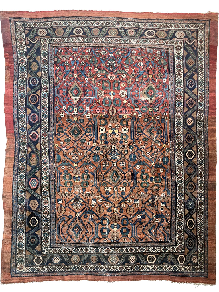 SOLD | UNREAL Squarish Funky Antique Northwest Rug | Two-Toned Clay/Rust Beauty | 10.2 x 11.4