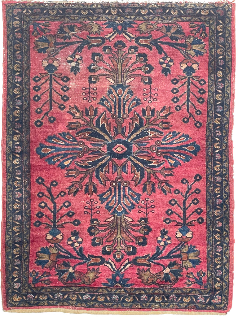ARTISTIC Antique Lilihan Sarouk | Berry, Blush, Olive, Indigo & Copper | 3.7 x 4.9