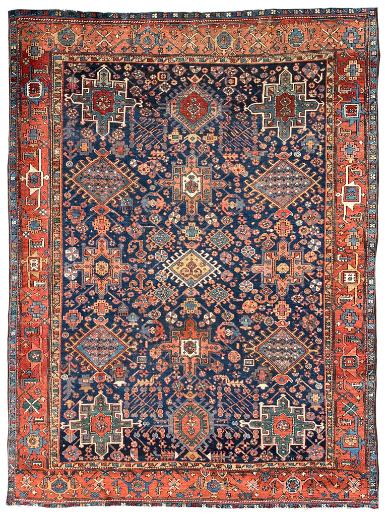 RESERVED FOR MATT*** MINT CONDITION Antique Rug | Navy, Rust, Clay, Green, Teal, & More | ~ 8 x 11