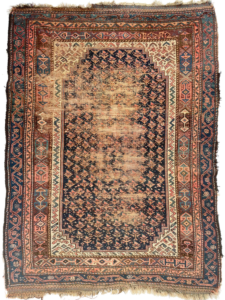 RESERVED FOR ELISE*** BEAUTIFUL Worn Antique Kurdish Rug  | Character with "NEON" Hues | ~ 5 x 7