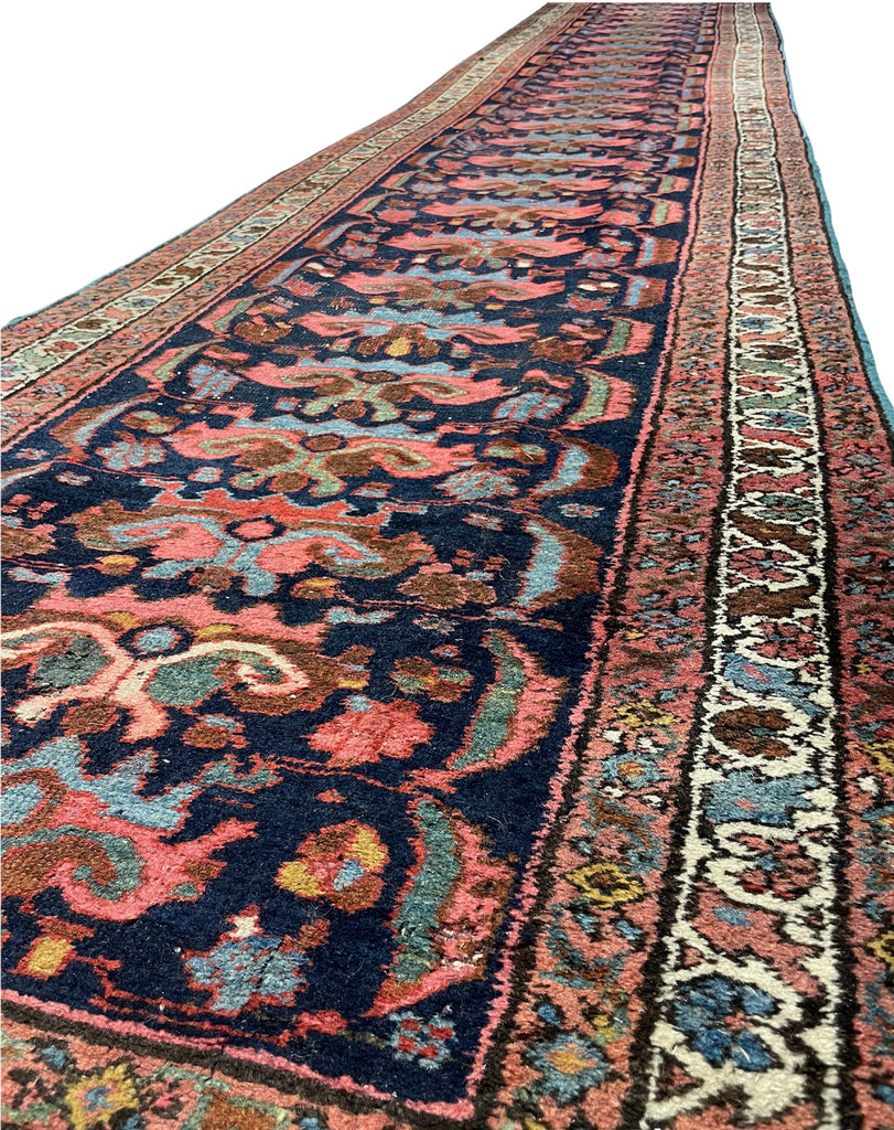 SOLD | LONG & NARROW Antique STUNNER | Navy, Salmon, Green & more Antique Runner | 2.9 x 16.11