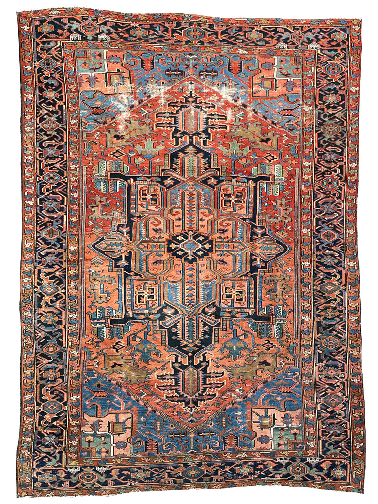 C. 1910-20's Collector's HEART-WRENCHINGLY BEAUTIFUL Two-Toned Antique KARAJA Rug | 7 x 10